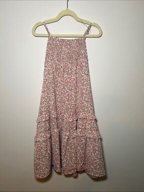 Hayden Girls Pink Floral Tiered Smocked Sundress
